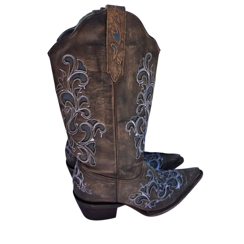J.B Dillon Western Embroidery Stitched Cowboy Boots Size 10B Style JBR7010